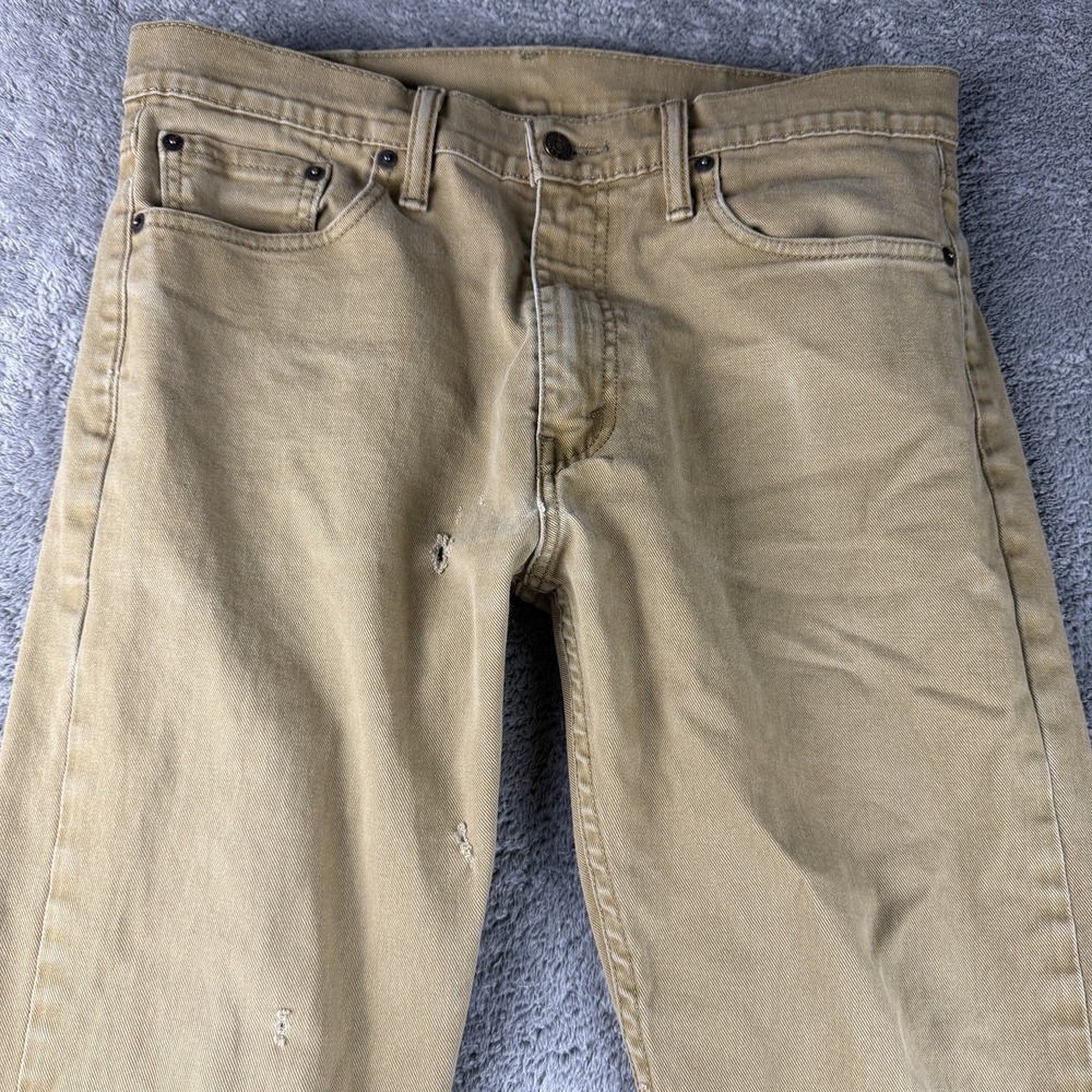 Levis 513 Slim Straight Jeans Mens 32x30 Beige Low Rise - Picture 3 of 14
